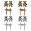 DELORIGIN 8Pcs 4 Style 4 Pointed Star & Bear Alloy Adjustable Jean Button Pins AJEW-DR0001-33-1