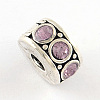 Brass Rhinestone European Clasps KK-N291-01AS-06-2