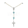 Synthetic Magnesite Rosary Bead Necklaces NJEW-TA00122-01-1