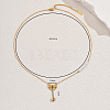 Stainless Steel & Imitation Pearl Bowknot Heart Pendant Necklaces for Women Daily Wear YC4857-2
