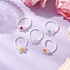 Snowflake Handmade Glass Seed Beads Stretch Rings for Women RJEW-MZ00027-2