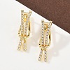 Brass Micro Pave Clear Cubic Zirconia Line Hoop Earrings EJEW-G446-02G-2