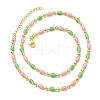 Brass Enamel Column Link Chain Necklaces NJEW-H039-09B-03G-2