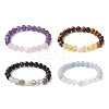 Natural & Synthetic Mixed Gemstone & Pearl Beaded Stretch Bracelets BJEW-JB09726-1