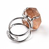 Natural Rose Quartz Nuggets Cuff Ring LS-RJEW-G271-01P-01-4
