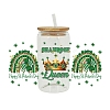 Saint Patrick's Day Theme PET Clear Film Green Shamrock Rub on Transfer Stickers for Glass Cups PW-WG24181-05-1