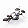 Leaf Shape Natural Abalone Shell/Paua Shell Brooch Pin G-N333-004A-RS-4