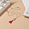 Glass Seed Braided Arrow with Tassel Pendant Necklace NJEW-MZ00010-6