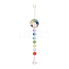 Natural & Synthetic Mixed Gemstone Tree with Glass Window Hanging Suncatchers HJEW-JM00853-02-1