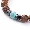 Unisex Wood Beads Stretch Bracelets BJEW-JB04965-05-2
