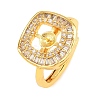 Brass Micro Pave Cubic Zirconia Adjustable Ring Components KK-CBAC351-03G-2