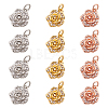 12Pcs 3 Colors Brass Micro Pave Clear Cubic Zirconia Charms ZIRC-NB0001-82-1