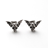 Retro 304 Stainless Steel Skull with Wing Ear Studs EJEW-P057-39-1