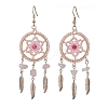 304 Stainless Steel with Glass Dangle with Natural Agate Stud Earring EJEW-MZ00185-01-1