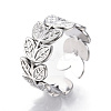 Non-Tarnish 304 Stainless Steel Leaf Cuff Rings RJEW-N038-110P-1