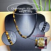 Vintage Frosted 8MM Natural Black Onyx(Dyed & Heated) and Tiger Eye Round Beaded Necklaces with Alloy Column for Men DB2700-2