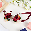 2Pcs 2 Style Silk Cloth Rose with Satin Ribbon Corsage Boutonniere & Wrist Corsages AJEW-CP0005-94-3