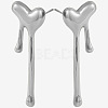 1 Pair Stylish Heart Tassel 304 Stainless Steel Stud Earrings for Women WI4512-1-1