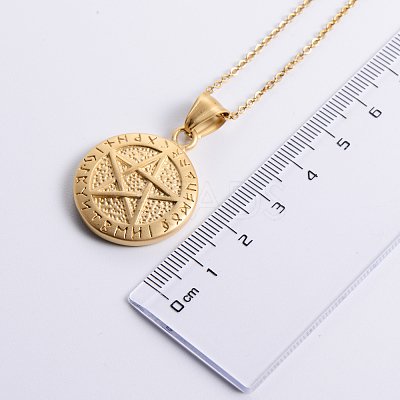 Vintage Punk Stainless Steel Viking Pentagram Pendant Necklaces for Unisex CH3922-1