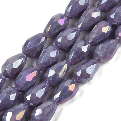 Opaque Solid Color Electroplate Glass Beads Strands EGLA-N013-P4mm-B09-1