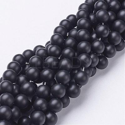 Natural Black Agate Beads Strands G-D543-8mm-1