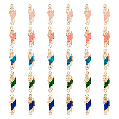 30Pcs 5 Colors Religion Alloy Enamel Connector Charms FIND-GO0001-62-1