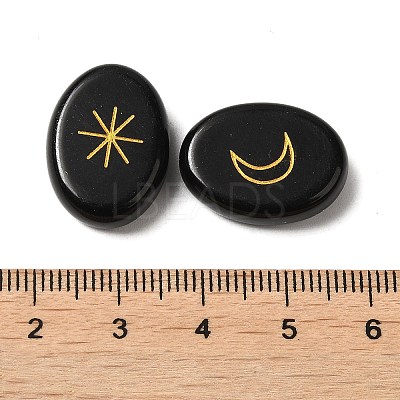 13Pcs Natural Obsidian Rune Stone G-C095-02C-1