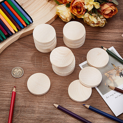 Unfinished Wooden Flat Round Cutouts WOOD-WH0050-042D-1