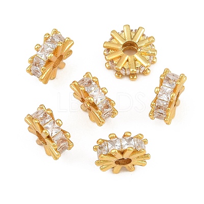 Brass Pave Clear Cubic Zirconia Beads CU-CBA6A75-20G-1