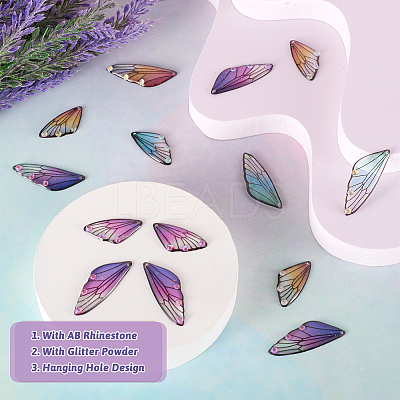 Transparent Resin Crystal AB Rhinestone Pendants Set RESI-TAC0002-46C-1