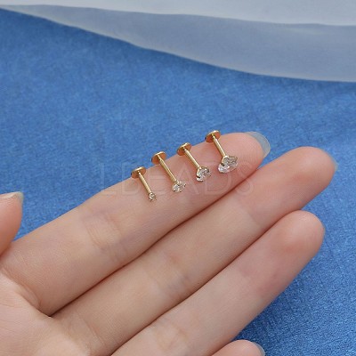 316 Surgical Stainless Steel Clear Cubic Zirconia Threadless Labret Stud WG700A9-22-1
