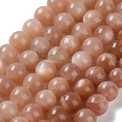 Round Natural Sunstone Beads Strands G-F222-33-8mm-1-1