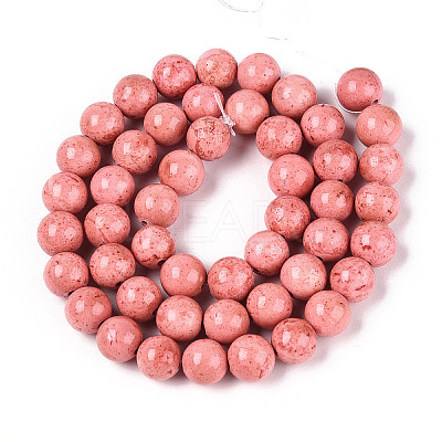 Dyed Synthetic Fossil Beads Strands G-T139-8mm-66D-1