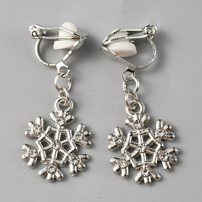 Christmas Theme Rhinestone Dangle Clip-on Earrings EJEW-WH0047-58S-1