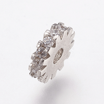 Brass Micro Pave Cubic Zirconia Bead Spacers ZIRC-E143-21P-1