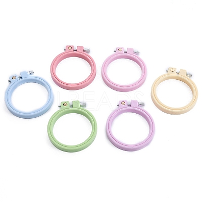 Adjustable ABS Plastic Flat Round Embroidery Hoops TOOL-PW0003-017-1