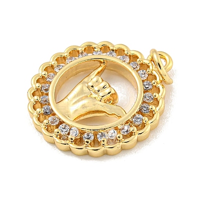 Brass Micro Pave Clear Cubic Zirconia Pendants LS-KK-U007-01G-08-1