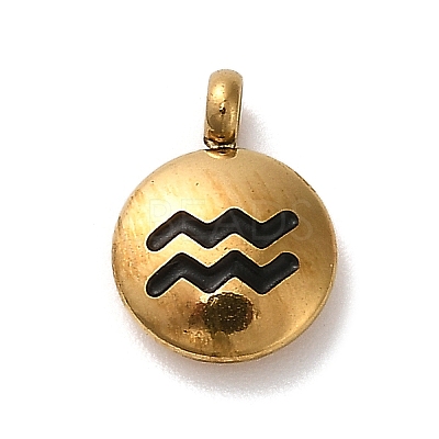 304 Stainless Steel Black Enamel Charms STAS-R009-02G-10-1