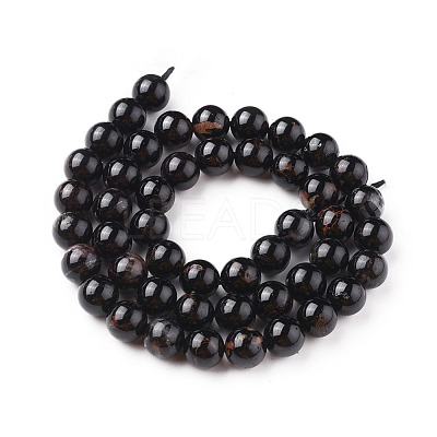Natural Black Tourmaline Beads Strands X-G-F666-05-10mm-1