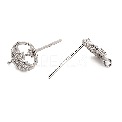 Rhodium Plated 925 Sterling Silver Ear Stud Findings STER-F058-01P-02-1