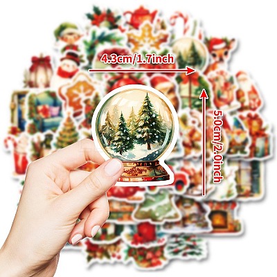 50Pcs Christmas Eve Theme Cartoon Paper Stickers X-DIY-P085-11-1