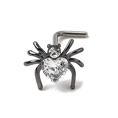 Heart Spider 316L Surgical Stainless Steel with Cubic Zirconia L-Shaped Nose Rings FS-WG44168-05-1