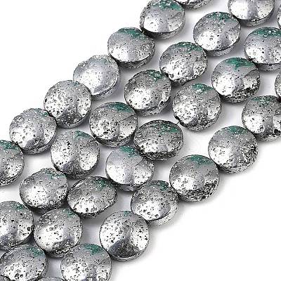 Electroplated Natural Lava Rock Beads Strands G-K388-01G-1