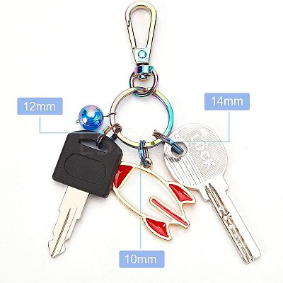 15Pcs 3 Styles Rainbow Color Titanium Alloy Split Rings FIND-OC0001-94-1