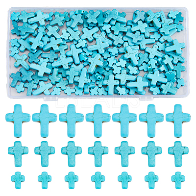 6 Strands 3 Styles Synthetic Turquoise Beads Strands TURQ-DC0001-04C-1