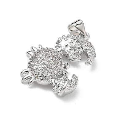 Brass Micro Pave Cubic Zirconia Pendants KK-P330-01A-P-1