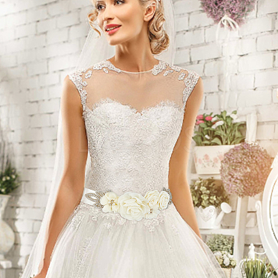 Rhinestone Flower with ABS Imitation Pearl Bridal Belt AJEW-WH0348-119B-1