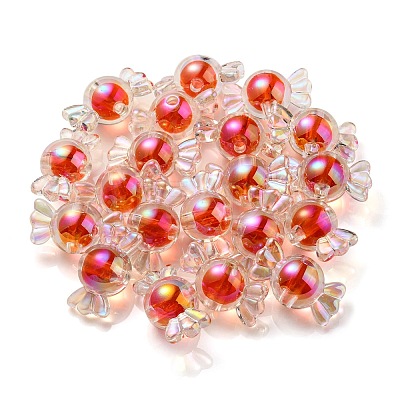 UV Plating Rainbow Iridescent Acrylic Beads PACR-E001-01F-1