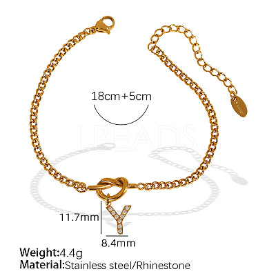 304 Stainless Steel Micro Pave Clear Cubic Zirconia Charm Bracelets WG4D47F-26-1