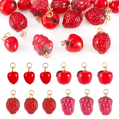 16Pcs Handmade Lampwork Pendants PALLOY-TAC0207-1
